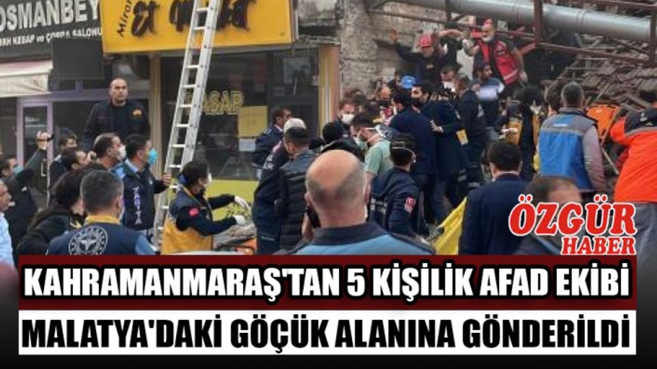 Kahramanmaraş'tan 5 Kişilik AFAD Ekibi Malatya'daki Göçük Alanına Gönderildi