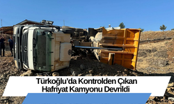 Türkoğlu’da Kontrolden Çıkan Hafriyat Kamyonu Devrildi