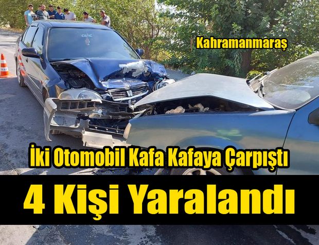 İki Otomobil Kafa Kafaya Çarpıştı