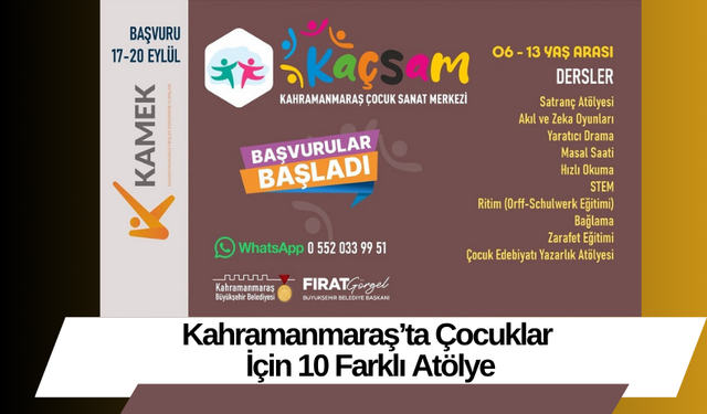 Kahramanmaraş’ta Çocuklar İçin 10 Farklı Atölye