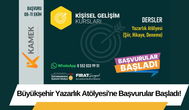 Büyükşehir Yazarlık Atölyesi'ne Başvurular Başladı!