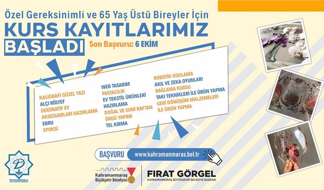 Özel Gereksinimli ve Yaşlılara Kahramanmaraş’ta Kurslar