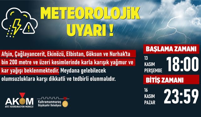 6 İlçede Yağmur ve Kar Uyarısı!