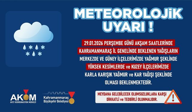 Vatandaşlar Yağmur ve Kar Yağışına Karşı Uyarıldı