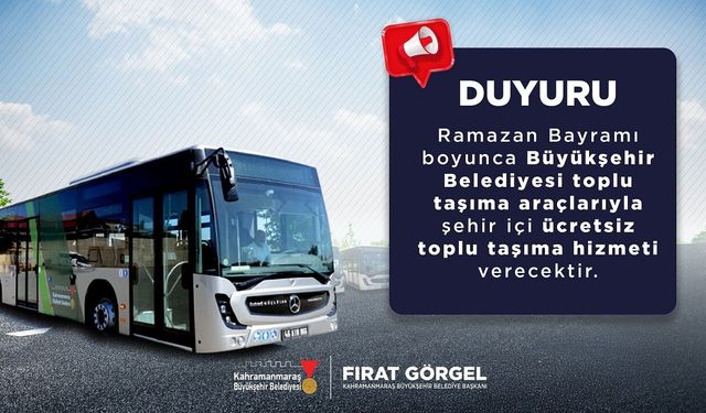 Büyükşehir’den Bayramda Ücretsiz Ulaşım
