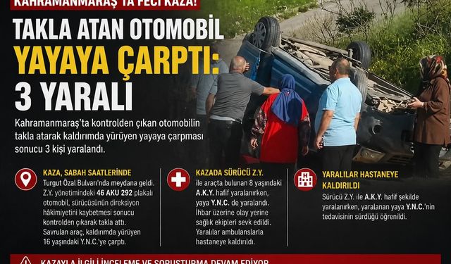 Kahramanmaraş'ta Kontrolden Çıkan Araç Takla Attı