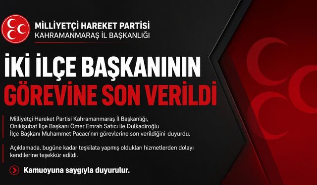 Kahramanmaraş MHP'de İki İlçe Başkanı Görevden Alındı!