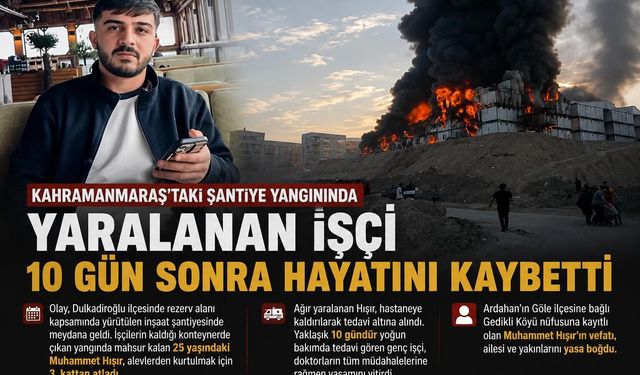 Kahramanmaraş'taki Şantiye Yangınında İşçi Öldü