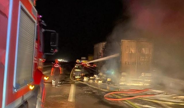 Kahramanmaraş'ta Madeni Yağ Yüklü Tır Yangında Demir Yığınına Döndü