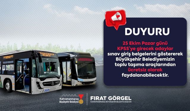 Büyükşehir’den KPSS Adaylarına Ücretsiz Ulaşım