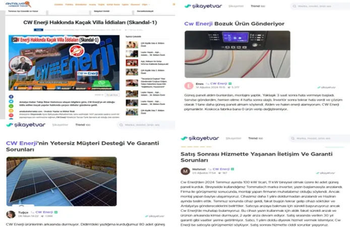 CW Enerji Müşterileri İsyan Ediyor! Hizmet ve Ürün Kalitesi Yetersiz