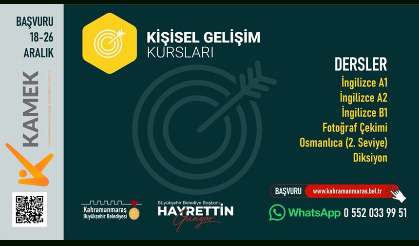 KAMEK’in Yeni Kurslarına Başvurularda Son Gün!