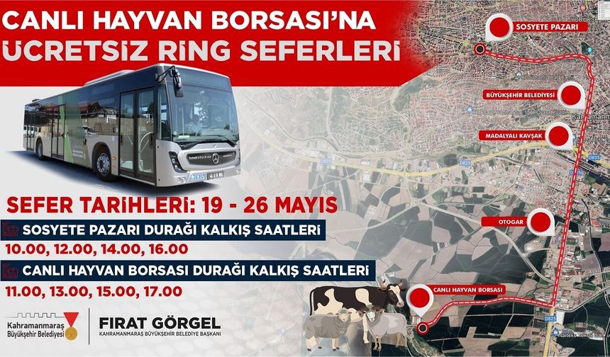 Canlı Hayvan Borsası’na Ücretsiz Ring Seferleri Başlıyor