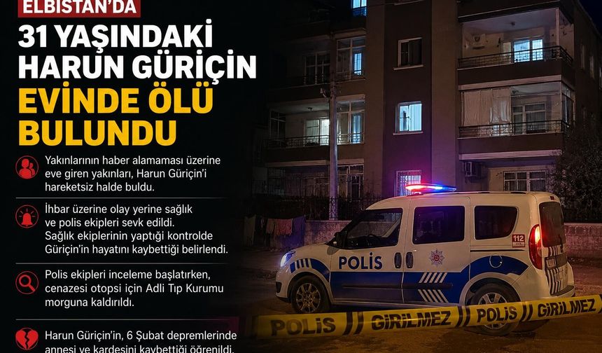 Kahramanmaraş'ta 31 Yaşındaki Genç Evinde Ölü Bulundu
