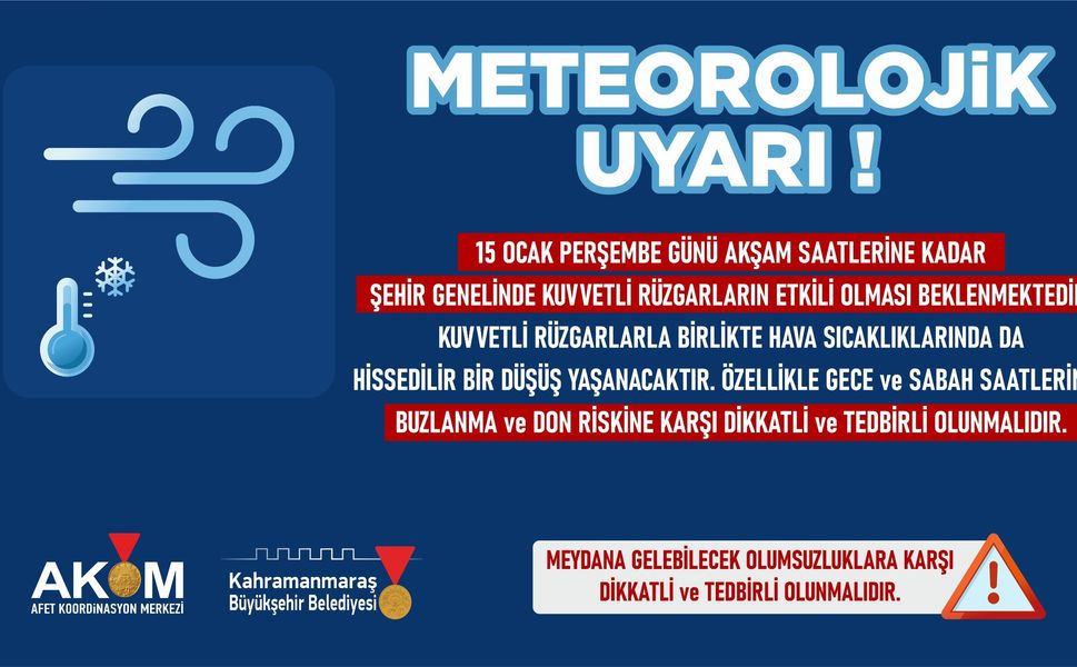 Rüzgâr ve Soğuk Hava Uyarısı; Buzlanma ve Don Riskine Dikkat!