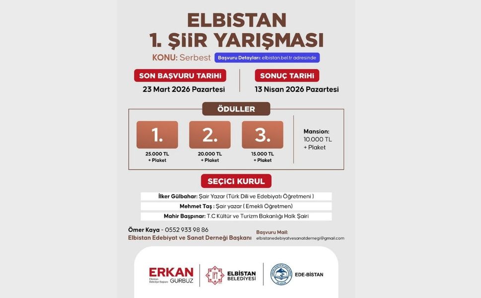 Elbistan Şiir Yarışması Başvuruları Başladı