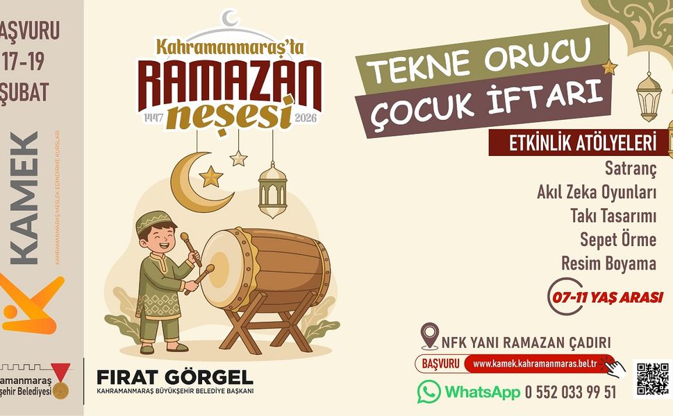 Kahramanmaraş’ta Tekne Orucu Çocuk İftarı İçin Başvurular Başladı