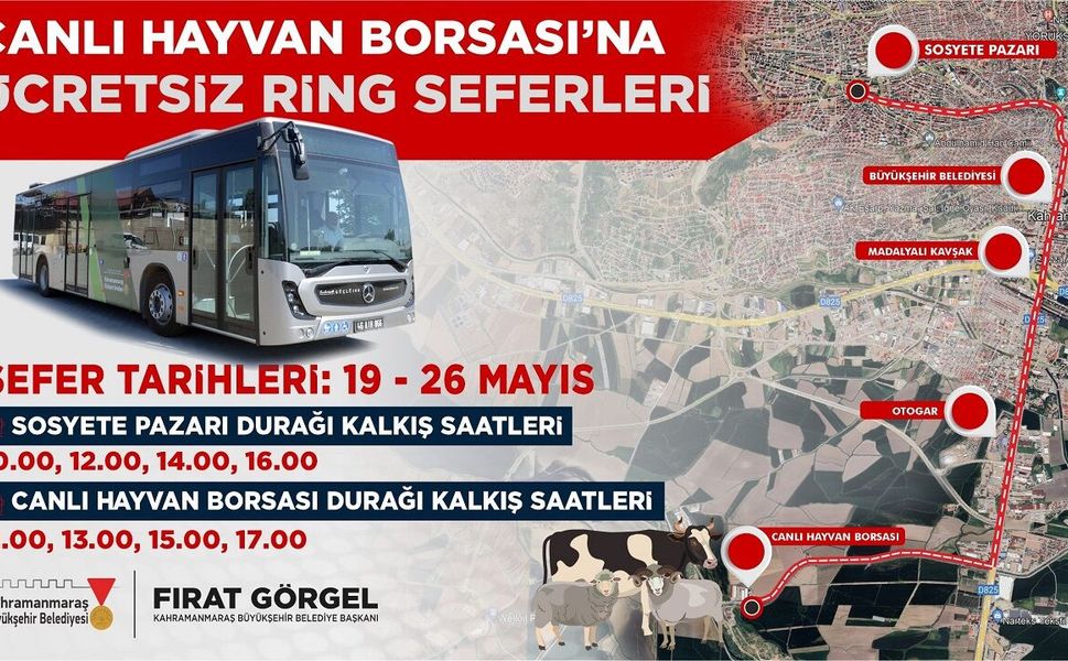 Canlı Hayvan Borsası’na Ücretsiz Ring Seferleri Başlıyor