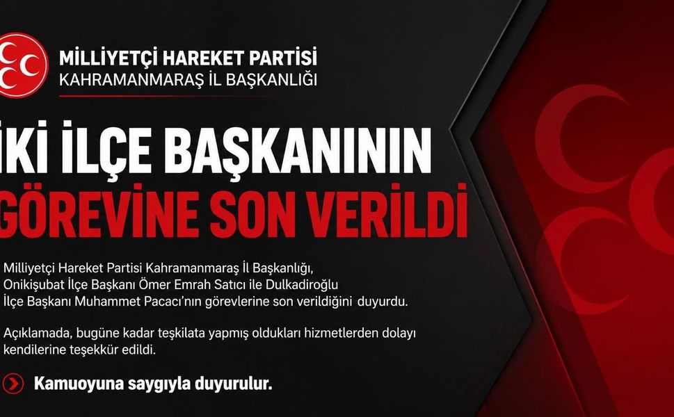 Kahramanmaraş MHP'de İki İlçe Başkanı Görevden Alındı!