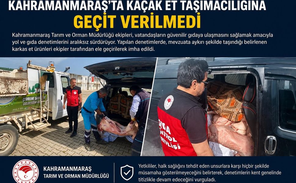 Kahramanmaraş'ta Kaçak Karkas Et Nakliyesine Suçüstü Baskın