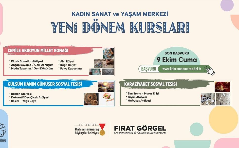 Büyükşehir’in Kadın Sanat ve Yaşam Merkezi Atölyelerinde Yeni Dönem Başvurular Başladı