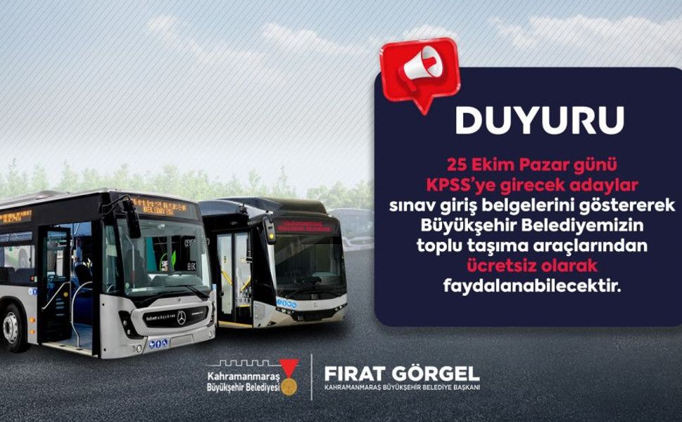 Büyükşehir’den KPSS Adaylarına Ücretsiz Ulaşım